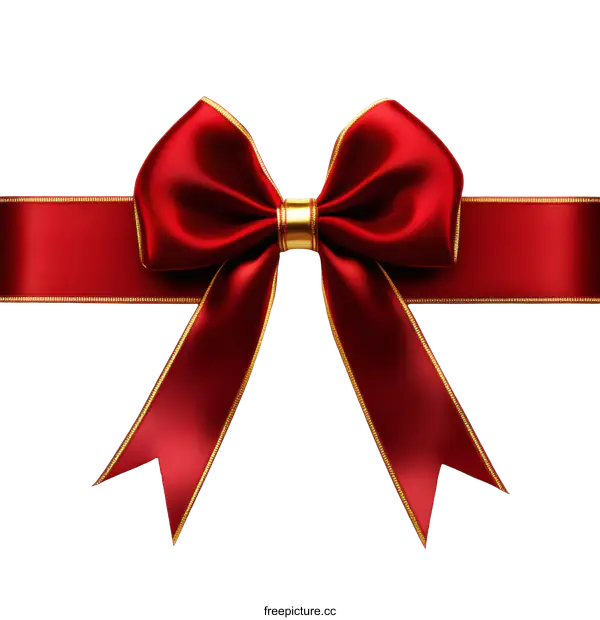 [Transparent Background PNG]Elegant Red Satin Ribbon Bow Illustration