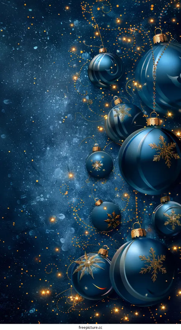 Blue Christmas Ornament Background with Glitter and Sparkle