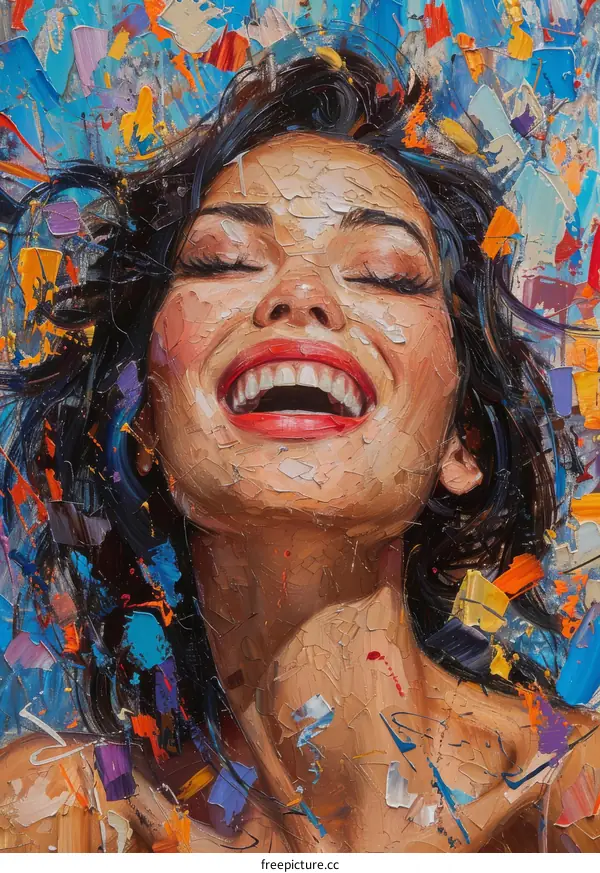 Colorful portrait of a laughing woman