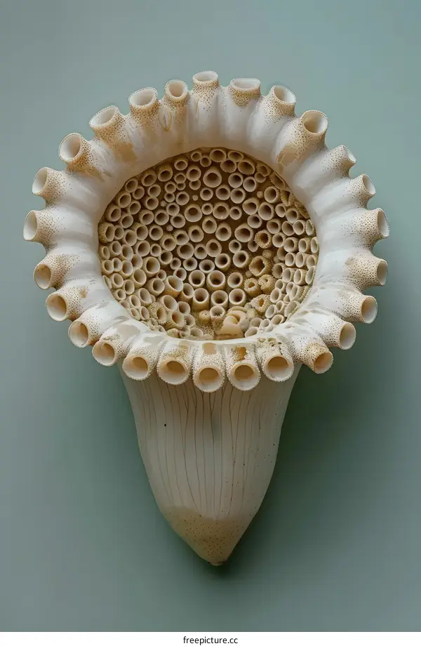 Sea Lily Fossil on Green Background