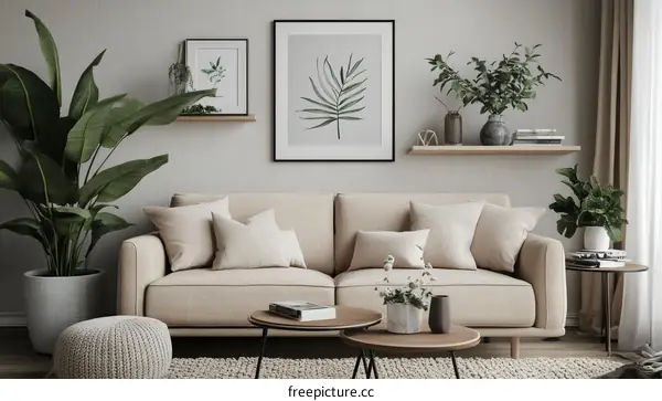 Modern Beige Living Room Interior Design