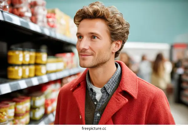 Man Shopping in a Grocery Store