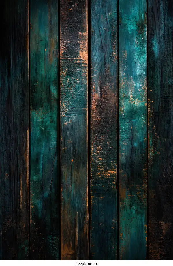 Dark Teal and Brown Wooden Plank Background Texture