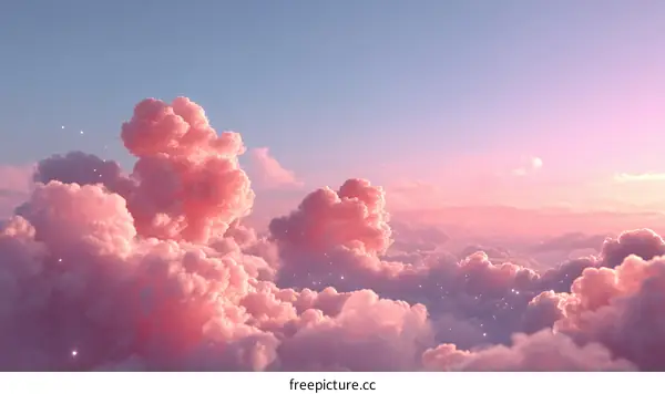 Pink Cloud Sunset Sky Illustration