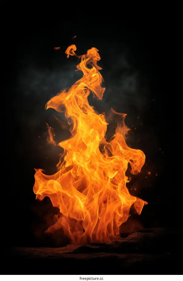 Fiery Flames Against a Black Background