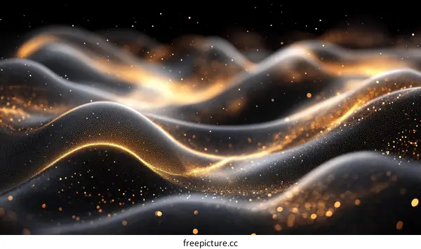 Abstract Gold Particles Wave Background Design