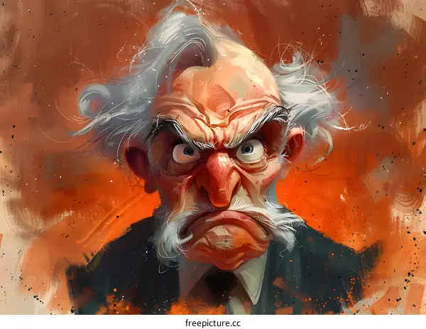grumpy old man illustration