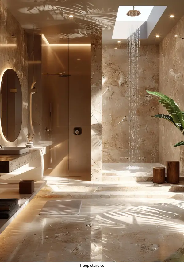 Modern Luxurious Beige Bathroom Interior Design