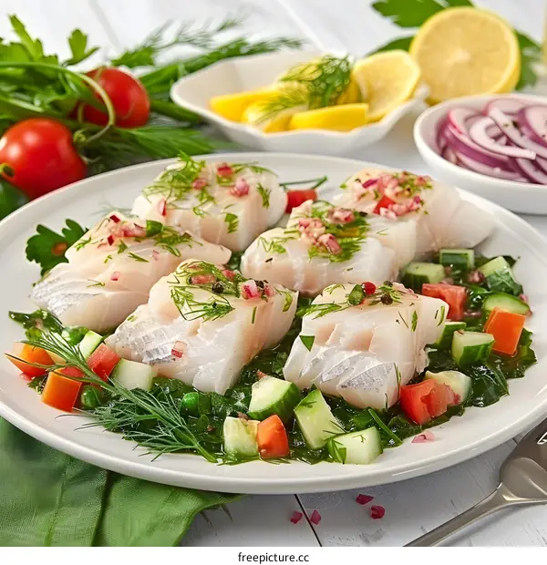Steamed Cod with Dill and Vegetables