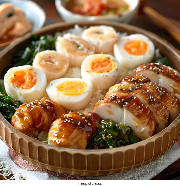 Japanese Chicken Teriyaki Bowl with Rice and Egg