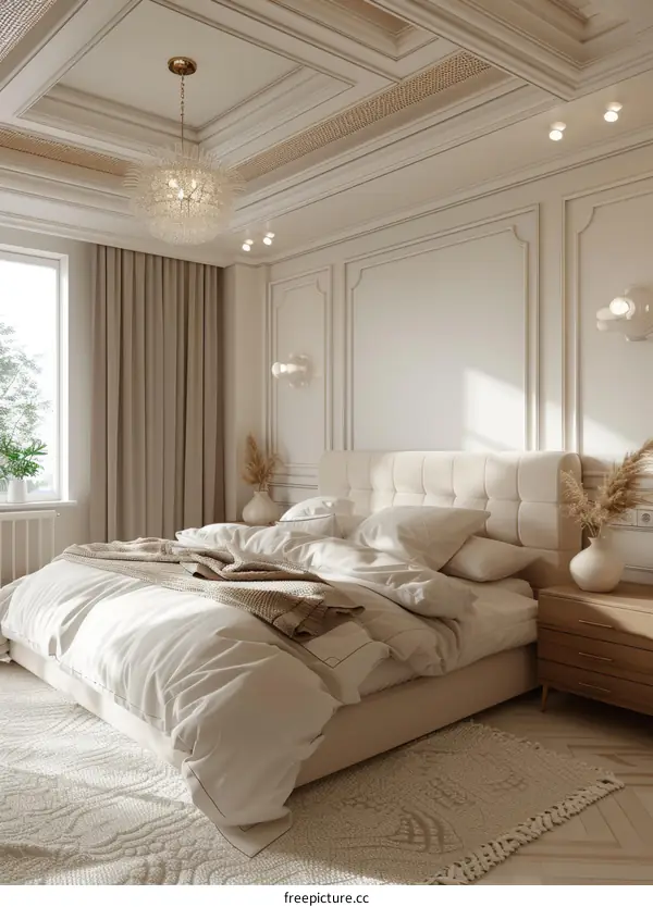 Elegant Beige Bedroom Interior Design