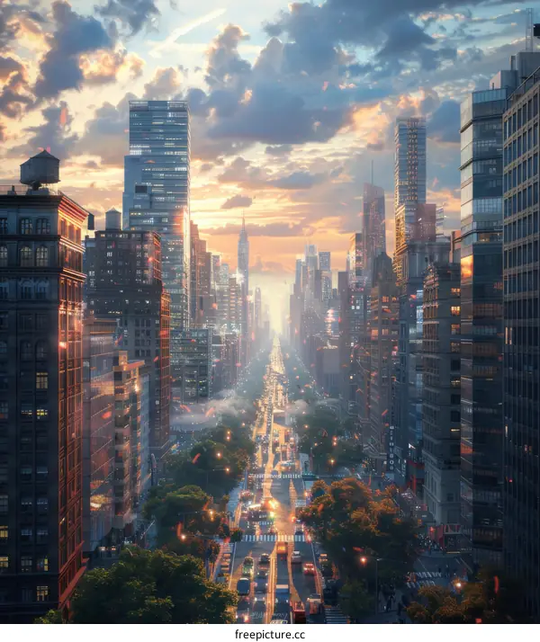 Cityscape Illustration of a Futuristic New York