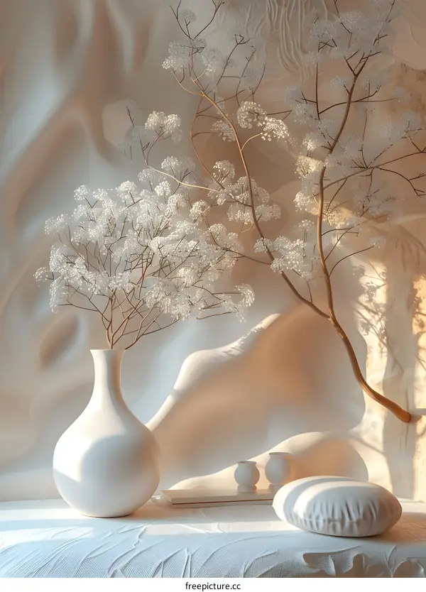 White flowers under the light and shadow