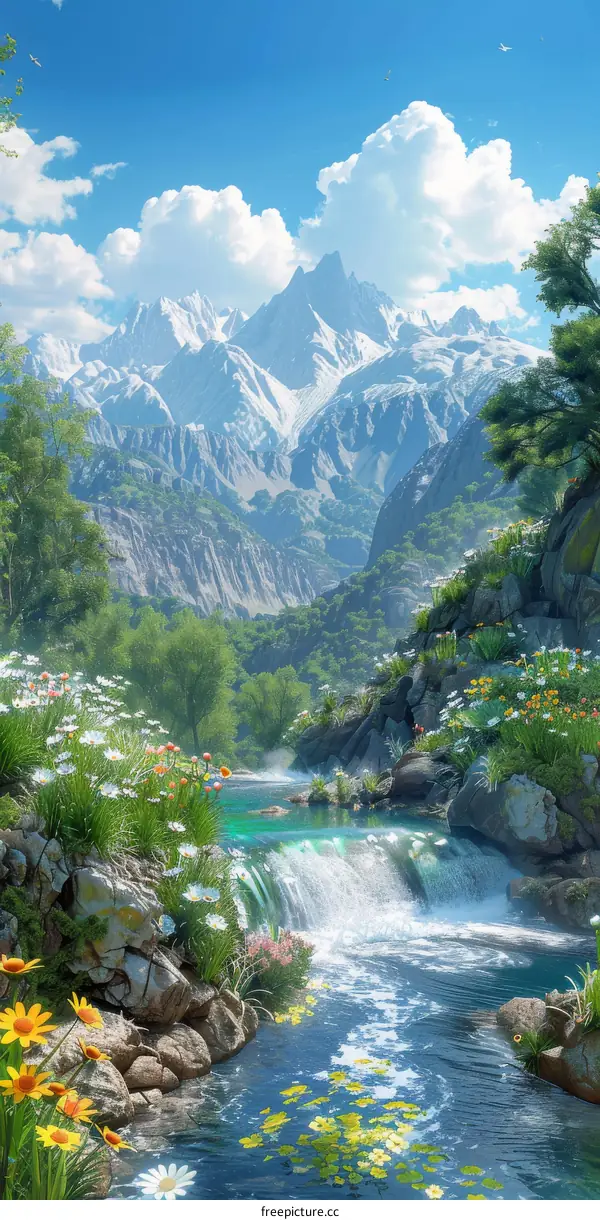 Majestic Mountains and River in a Picturesque Valley