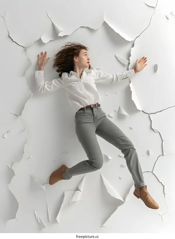 woman trapped in a wall