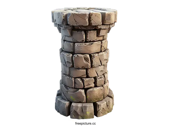 [Transparent Background PNG]A realistic 3D rendering of a stone tower