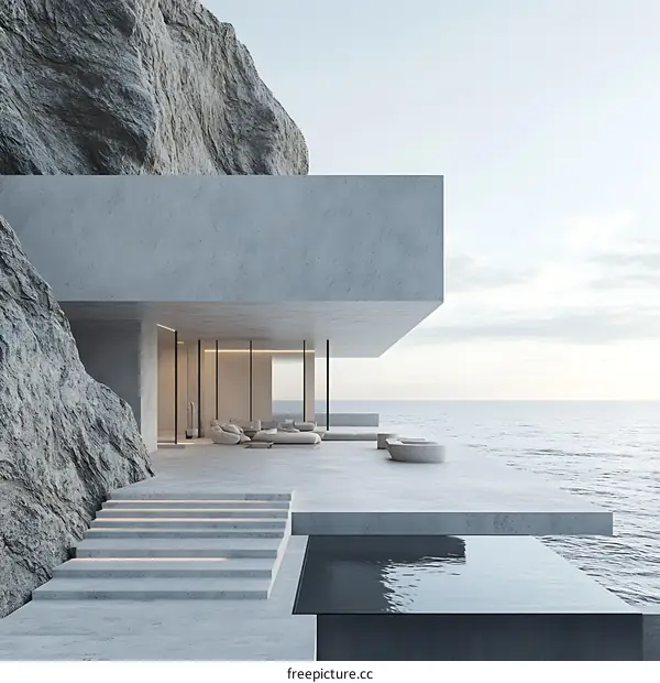 Modern Architecture House Cliffside Minimalist Design