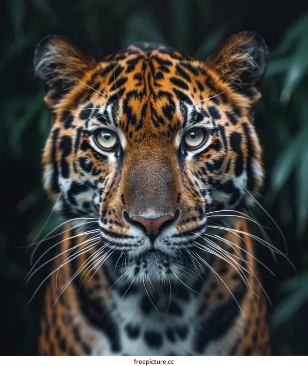 A Black Panther Stares into the Camera