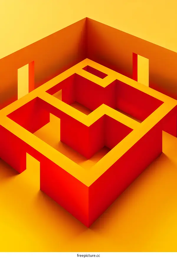 Abstract Red And Yellow Interior Design Maze
