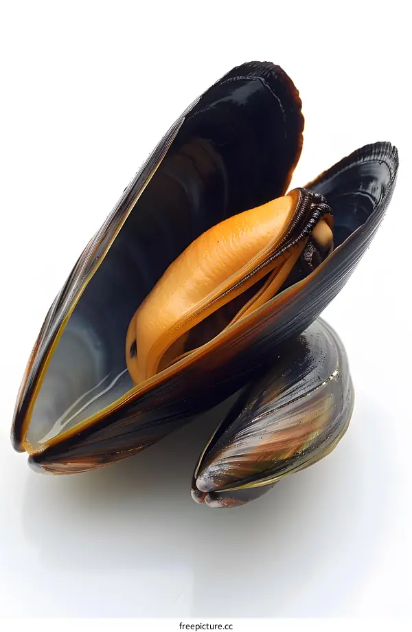 Fresh Mussels on White Background