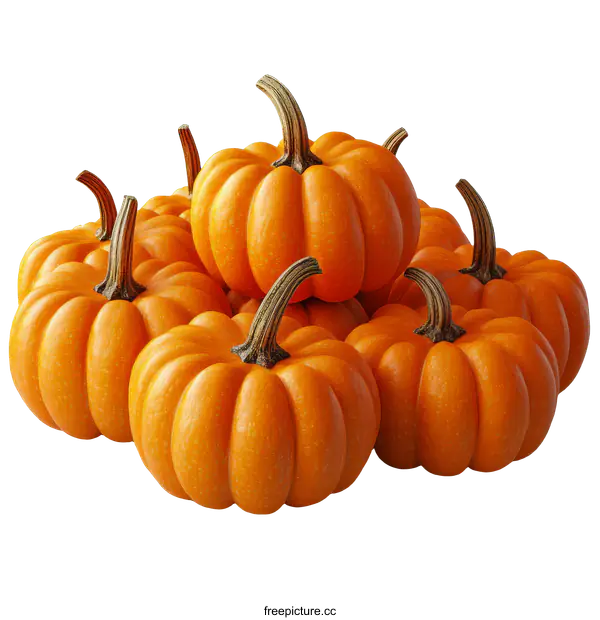 [Transparent Background PNG]Group of  Small Orange Pumpkins