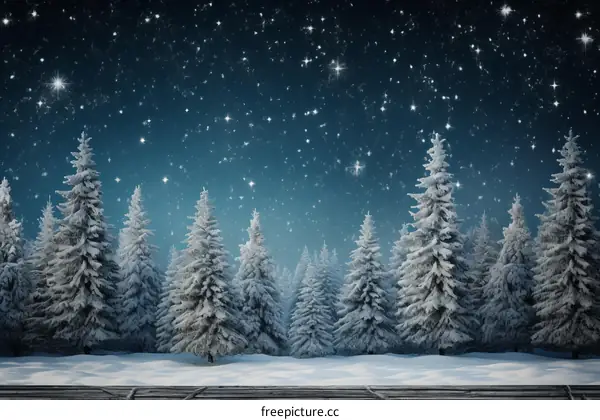 A Snowy Forest at Night