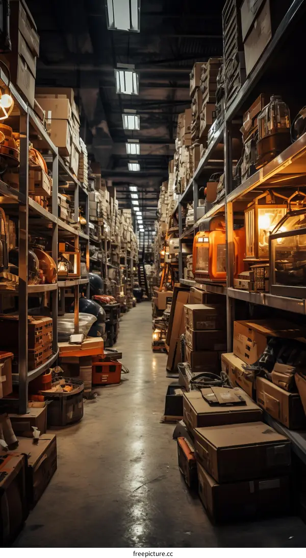 Organized Storage Room with Shelves and Goods