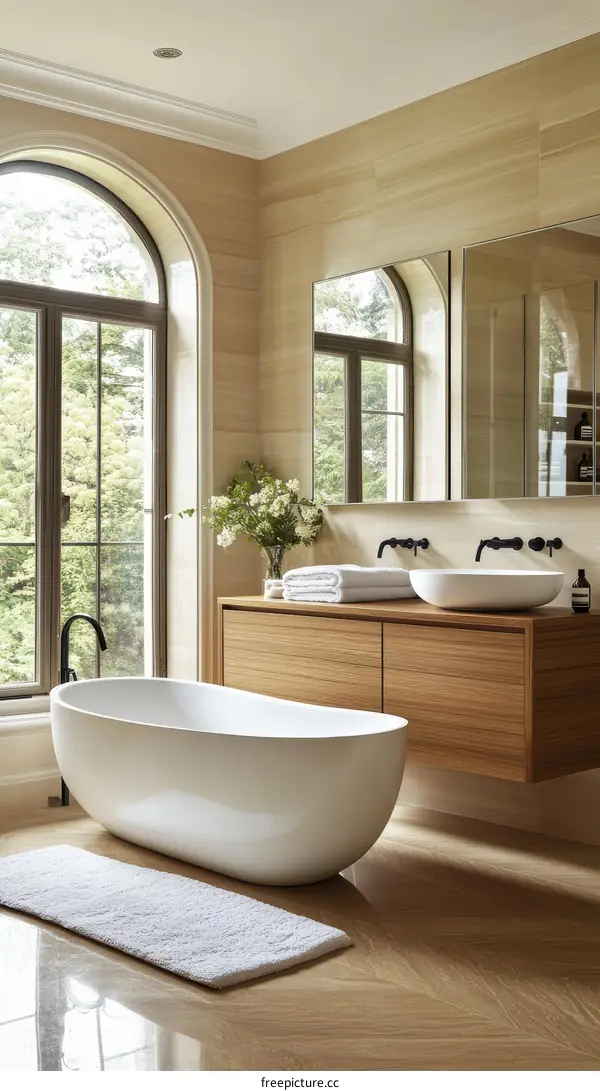 Luxury Modern Bathroom with Oval Bathtub