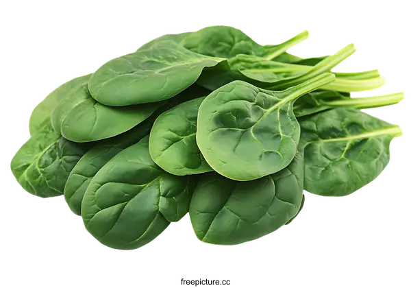 [Transparent Background PNG]Fresh Spinach Leaves Close-up