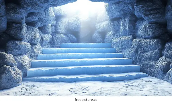 Frozen Ice Steps Leading to Light