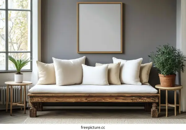 Modern Rustic Living Room with Wooden Daybed