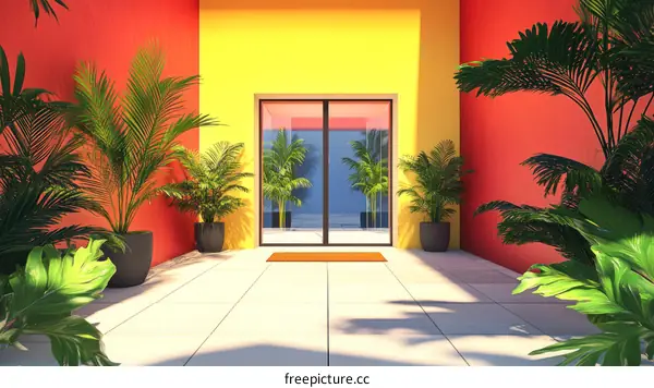 Vibrant Tropical Entranceway Illustration