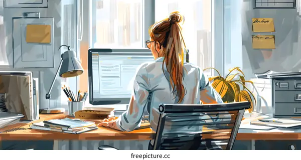 woman working from home