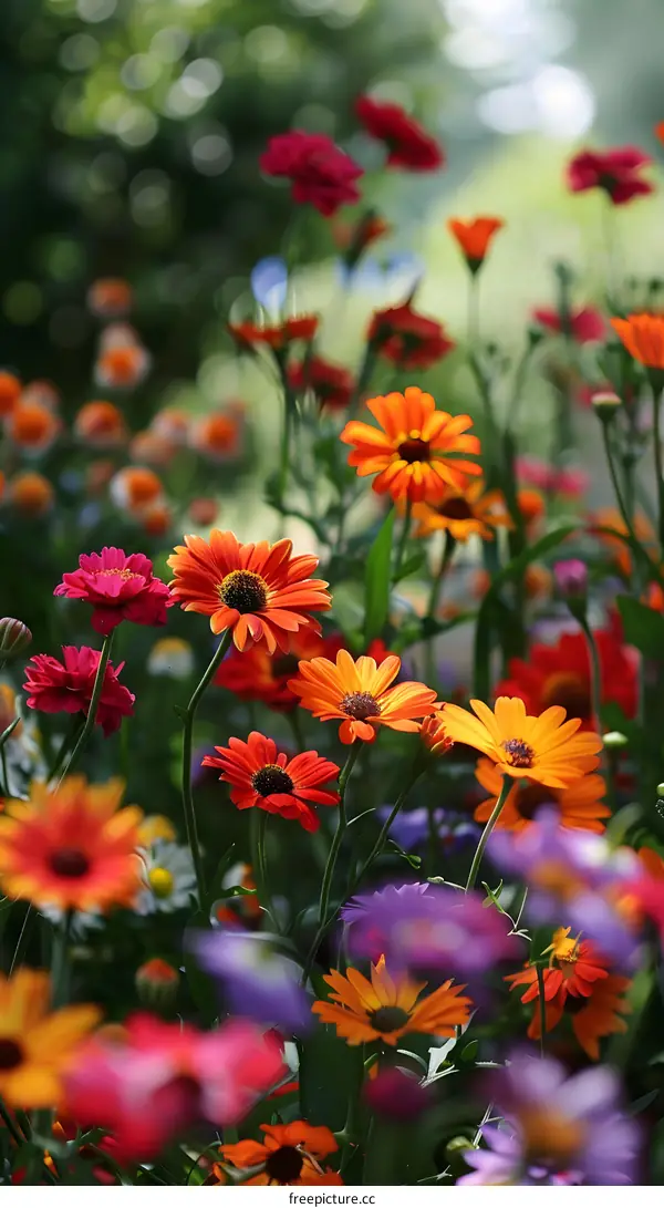 Colorful Garden Flowers Blooming in Summer
