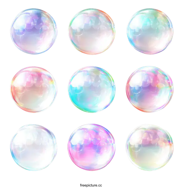 [Transparent Background PNG]Colorful Soap Bubbles Collection