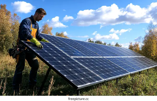 Installing Solar Panels on a Sunny Day