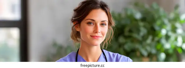 Female Caucasian Nurse Portrait in Medical Setting