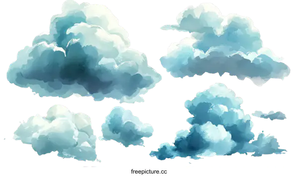 [Transparent Background PNG]Watercolor Cloudscape Illustration