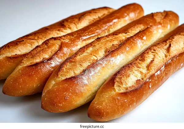 Freshly Baked Baguettes Close Up