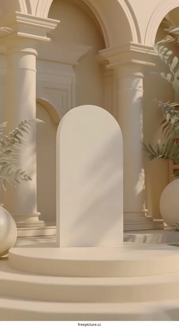 Beige Minimalist Product Display Background With Columns