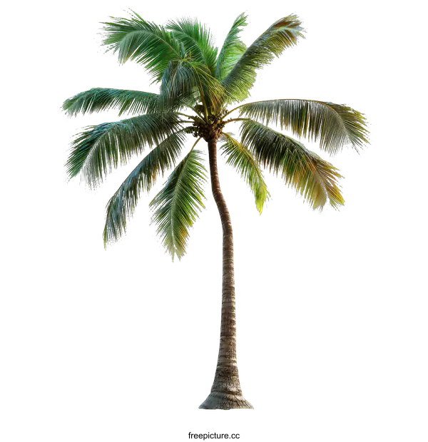 [Transparent Background PNG]Beautiful Tropical Coconut Palm Tree Isolated on White Background