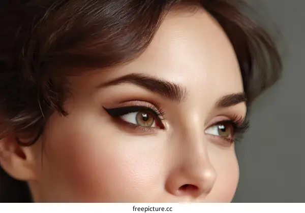 Close-up Beauty Portrait of a Woman with Makeup