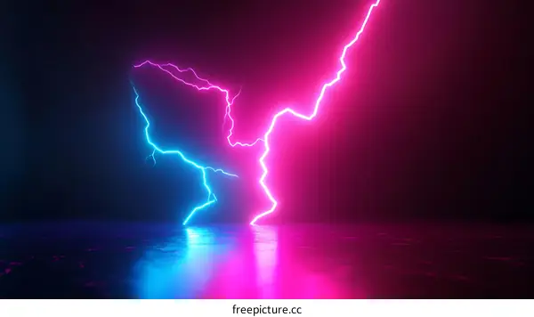 Neon Lightning Abstract Background