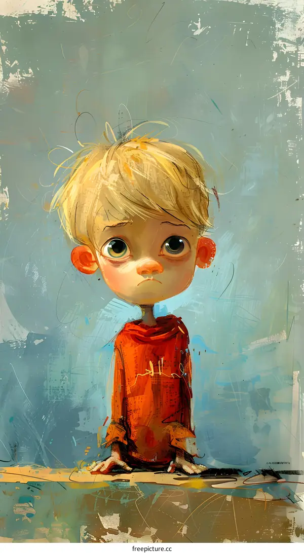 sad blond boy with big eyes