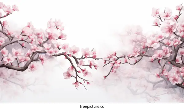 Delicate watercolor painting of cherry blossom