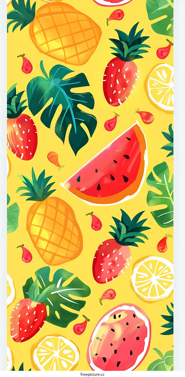 Summer Fruits Tropical Pattern Illustration