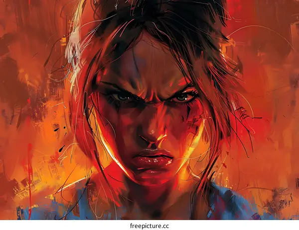 Portrait of a young woman with red hair and blue eyes