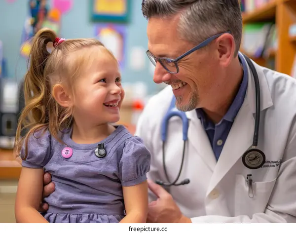 Pediatrician with young female patient