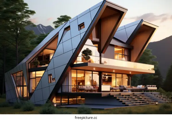A Modern House with Geometric Design
