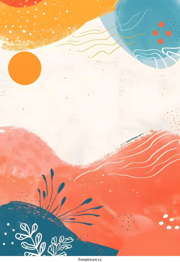 Abstract Art with Orange, Blue, and Yellow Colors